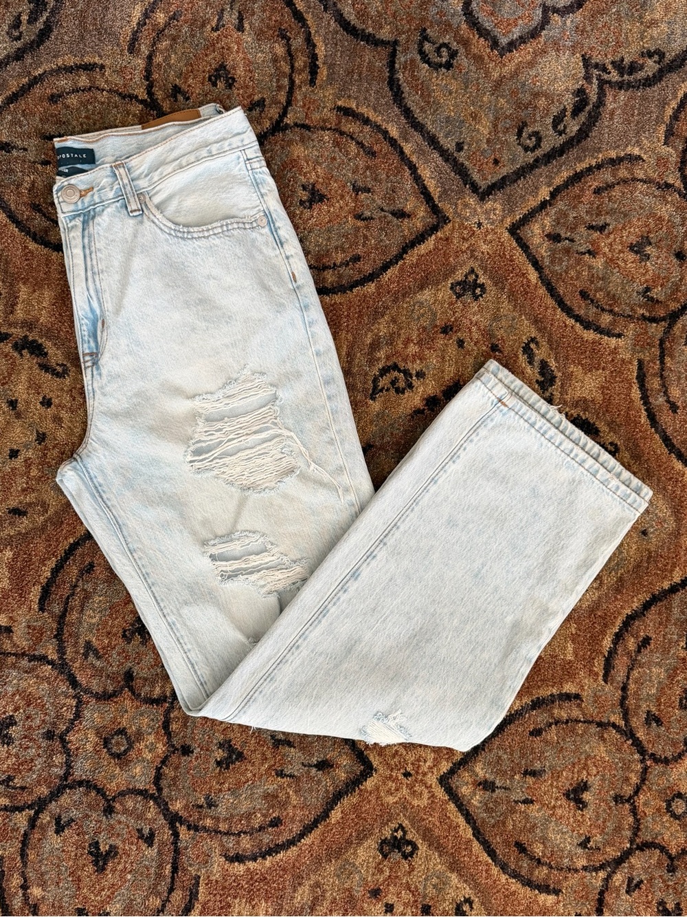 Aeropostale Light Blue Distressed Wide Leg Jeans